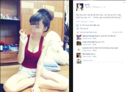 Nữ sinh dùng ảnh nude câu 'like'